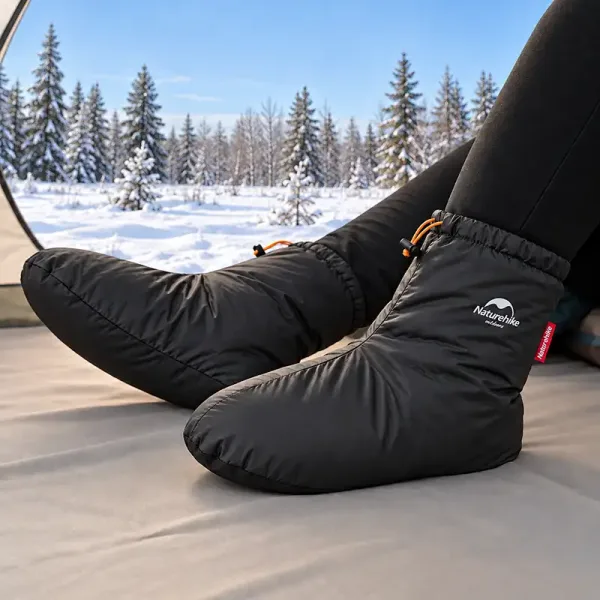 camping slipper boots, camping bootie slippers, camping boots, down sleeping booties